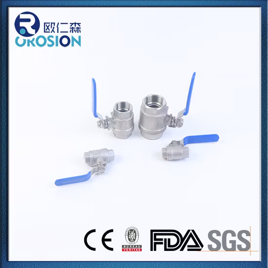 SS304 316 Stainless Steel Handle with Locking Internal Thread BSPP BSPT NPT 2PC Ball Valve