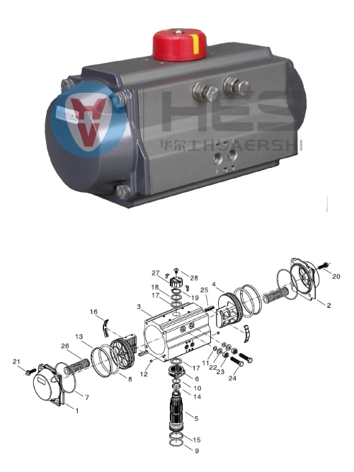 Double Acting Pnematic Actuator Rotary Actuator Single Acting Pneumatic Actuator