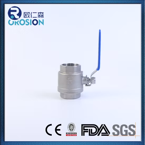 SS304 316 Stainless Steel Handle with Locking Internal Thread BSPP BSPT NPT 2PC Ball Valve