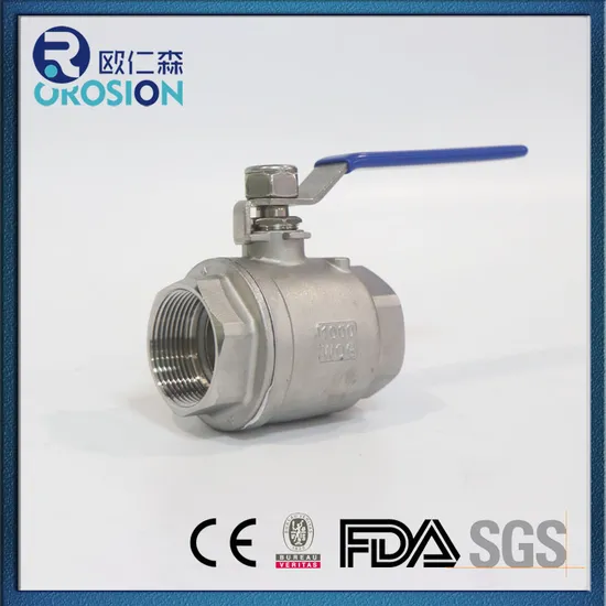 SS304 316 Stainless Steel Handle with Locking Internal Thread BSPP BSPT NPT 2PC Ball Valve
